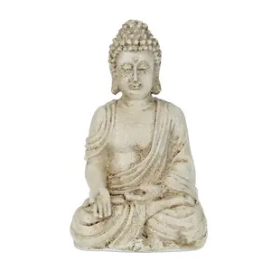Relaxdays SOŠKA Krémově bílá Buddha sedící polyresin