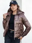 Kurtka damska FASHWARM krótka pikowana z kapturem kawowa Dstreet