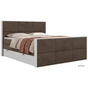 MKS POSTEL BOXSPRING DELVIT KING DUO 200/200 - Hnědá Samet - Topper T25 - H3
