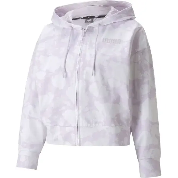 Puma SUMMER GRAPHIC AOP FULL-ZIP HOODIE Dámska mikina, fialová, veľkosť