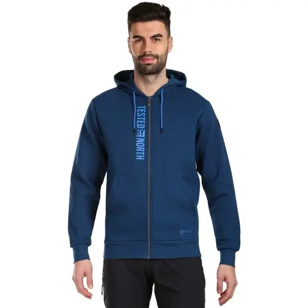 KILPI AVILA Pánska bavlnená mikina s kapucňou, tmavo modrá, veľkosť