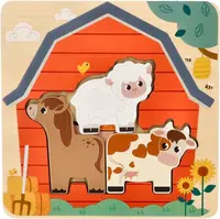 Adam Toys Dřevěné vrstvené puzzle, Farma, přírodní