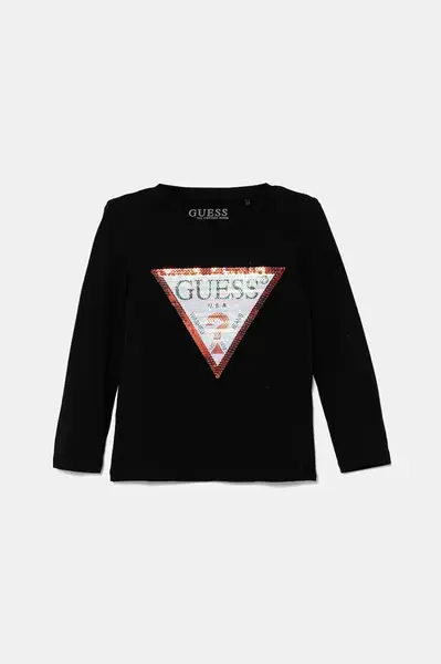 Dětské tričko s dlouhým rukávem Guess černá barva, K4RI30 K6YW1