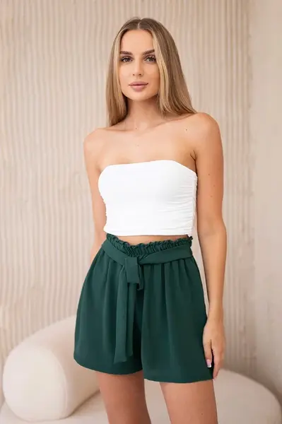 Kraťasy s viskózou uvázané v pase tmavě zelené