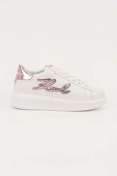 Kožené tenisky Karl Lagerfeld KAPRI dámské, bílá barva, KL62511A