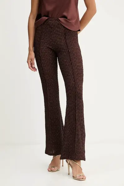 Kalhoty Guess NALENY dámské, hnědá barva, zvony, high waist, W5YB72 KCYE2