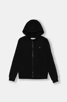 Dětská mikina Calvin Klein Jeans černá barva, s kapucí, hladká, IU0IU00707