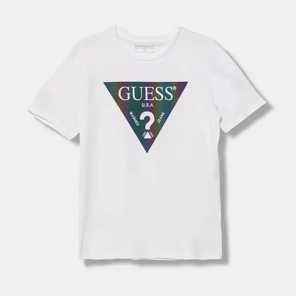 Dětské bavlněné tričko Guess bílá barva, s potiskem, L4GI37 K8HM4