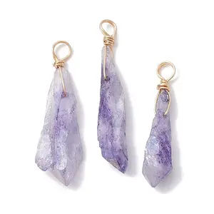 Electroplated Natural Quartz Crystal Dyed Pendants