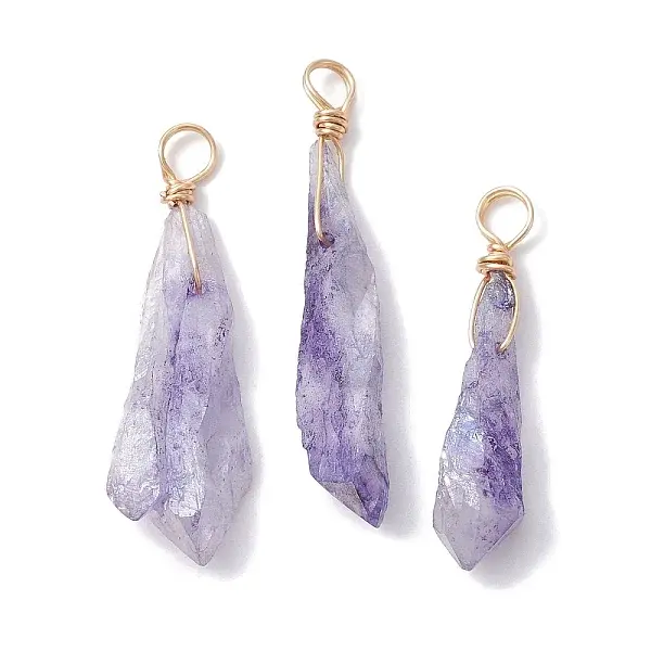 Electroplated Natural Quartz Crystal Dyed Pendants
