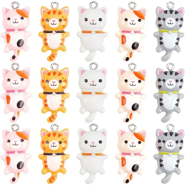 20Pcs 5 Colors Resin Pendants