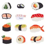 12Pcs 12 Styles Sushi Polyester Embroider Thread Iron on/Sew On Patches
