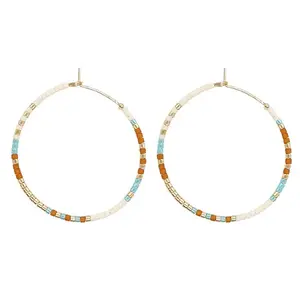 Handmade Glass Seed Beads Hoop Earrings