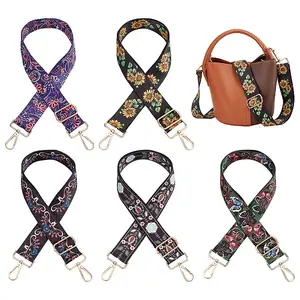 5Pcs 5 Colors Flower Pattern Polyester Adjustable Webbing Bag Straps