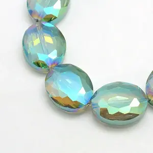 Faceted Electroplate Crystal Glass Oval Beads Strands