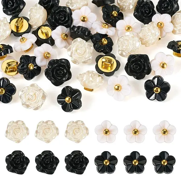 40Pcs 2 Styles 1-Hole ABS Plastic Buttons
