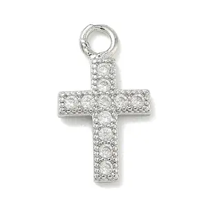 Brass Micro Pave Clear Cubic Zirconia Pendants