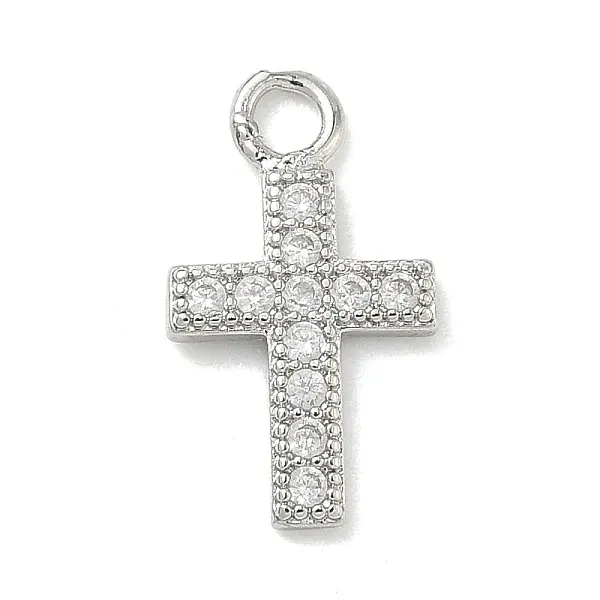 Brass Micro Pave Clear Cubic Zirconia Pendants