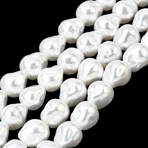 Electroplated Glass Shell Pearl Beads Strands