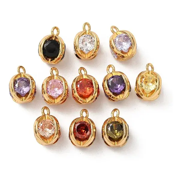 Brass Micro Pave Cubic Zirconia Charms