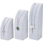 3Pcs 3 Sizes Vertical Wooden Covered with Velvet Necklace Display Stands
