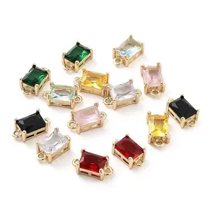 Brass Pave Faceted Glass Connector Charms