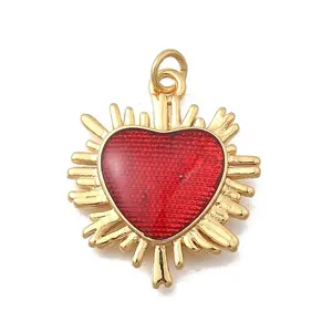 Brass Enamel Heart Pendants