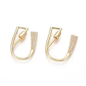 Brass Micro Pave Cubic Zirconia Screw Carabiner Lock Charms