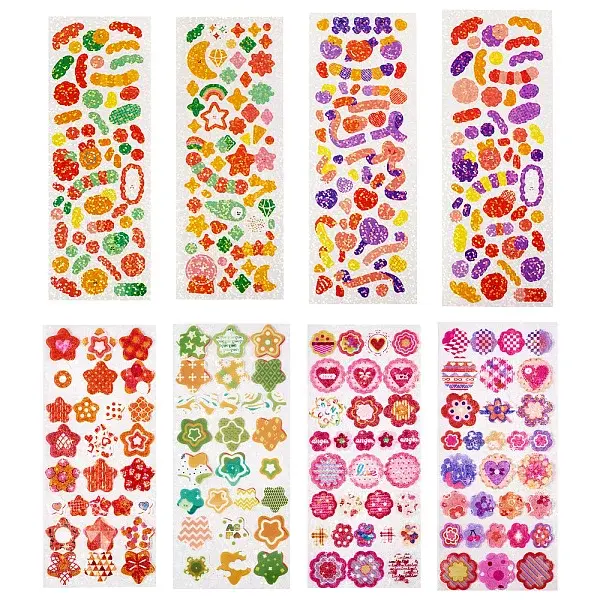 6 Styles Laser Plastic Stickers