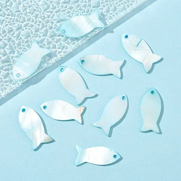 10Pcs Dyed Natural Shell Fish Pendants