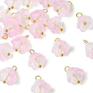 20Pcs Glass & Acrylic Flower Pendants