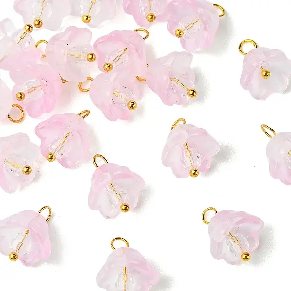 20Pcs Glass & Acrylic Flower Pendants