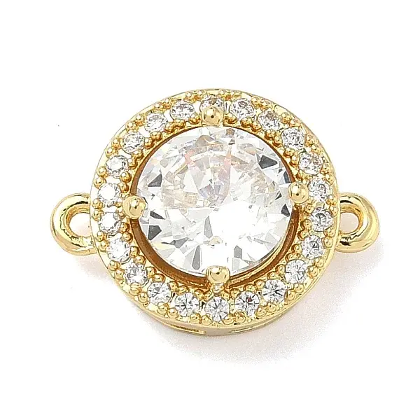 Brass Pave Clear Cubic Zirconia Connector Charms