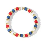 Fashionable Handmade Polymer Clay & Brass Beaded Stretch Bracelets for Women