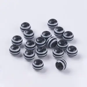 Round Striped Resin Beads