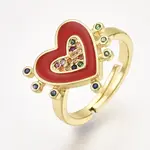 Adjustable Brass Micro Pave Cubic Zirconia Finger Rings