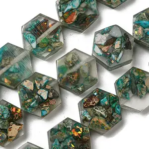 Dyed Natural Imperial Jasper with Resin Beads Strands