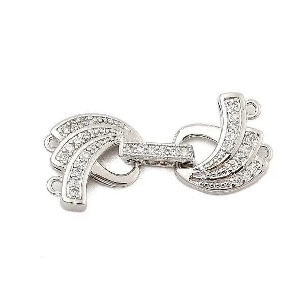 Brass Micro Pave Clear Cubic Zirconia Fold Over Clasps