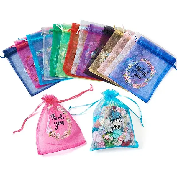 28Pcs 14 Colors Organza Drawstring Bags