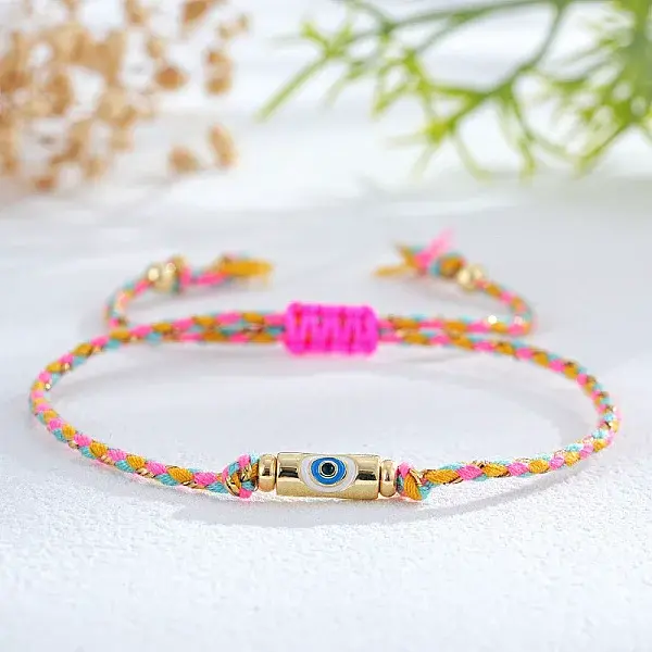 Brass Enamel Evil Eye Beaded Braided Bracelets