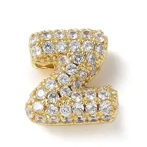 Brass Micro Pave Cubic Zirconia Beads
