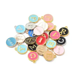Flat Round Alloy Enamel Pendant