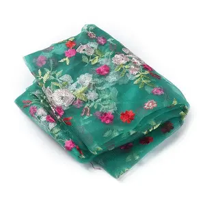 Polyester Flower Embroidered Lace Fabric