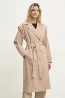 Trench kabát Answear.LAB dámský, béžová barva, přechodný, oversize