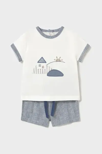 Dětská souprava se směsí lnu Mayoral Newborn modrá barva, 1207