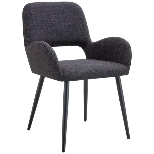 MID.YOU ŽIDLE S PODRUČKAMI, železo, tkaná látka, černá