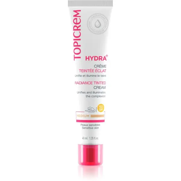 Topicrem UH FACE HYDRA+ Radiance Tinted Cream tónujúci hydratačný krém SPF 40 odtieň Medium 40 ml