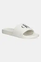 Pantofle Calvin Klein Jeans SLIDE MONOLOGO CV pánské, béžová barva, YM0YM01367