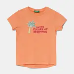 Dětské bavlněné tričko United Colors of Benetton oranžová barva, 3I1XG10JB