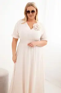 Kesi Plus Size šaty s V-výstřihem a nařaseným pasem